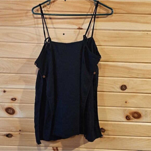 Free people button side Black Women's Spaghetti Strap Top Grunge Punk Edgy Cute - Picture 4 of 6
